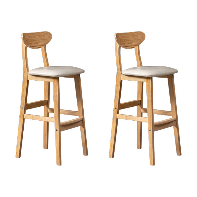 Scandinavian Wood Stool Rectangle Seat Upholstered Counter Stool