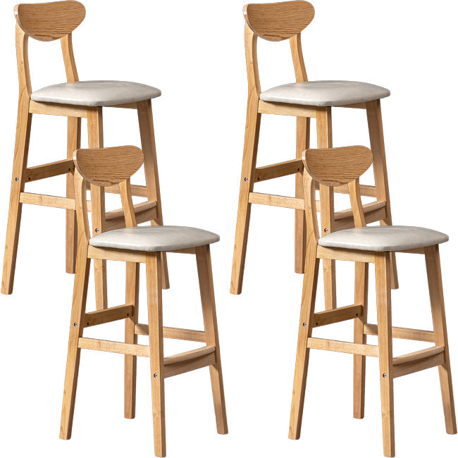 Scandinavian Wood Stool Rectangle Seat Upholstered Counter Stool