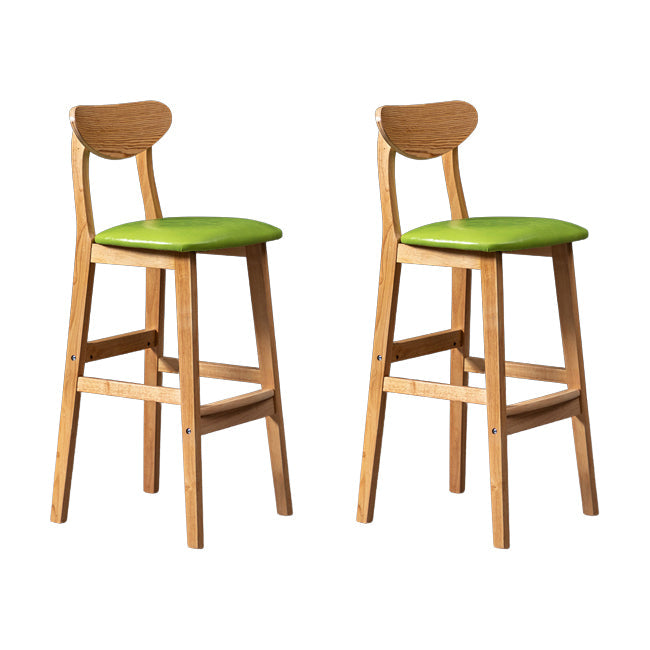 Scandinavian Wood Stool Rectangle Seat Upholstered Counter Stool