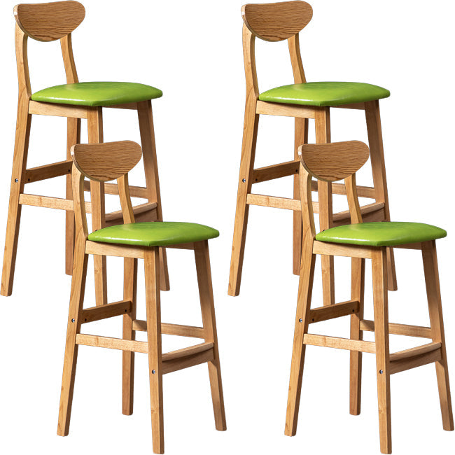 Scandinavian Wood Stool Rectangle Seat Upholstered Counter Stool