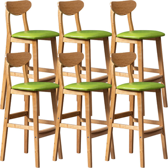 Scandinavian Wood Stool Rectangle Seat Upholstered Counter Stool