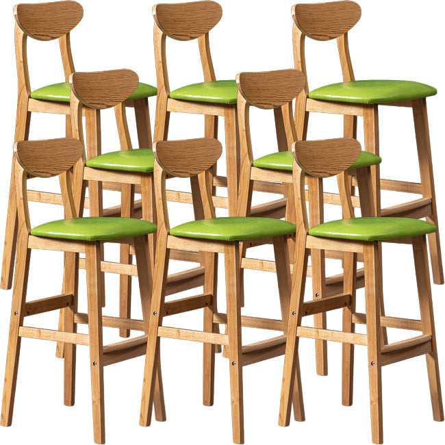 Scandinavian Wood Stool Rectangle Seat Upholstered Counter Stool