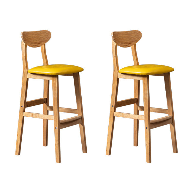 Scandinavian Wood Stool Rectangle Seat Upholstered Counter Stool