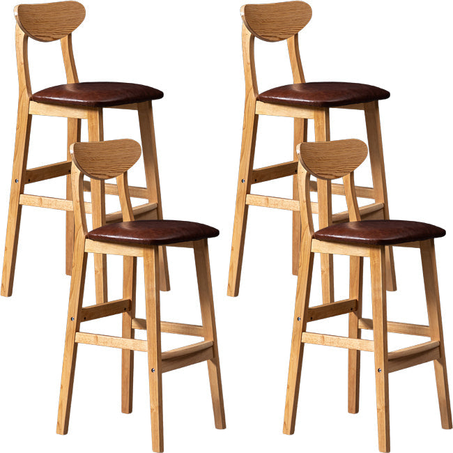 Scandinavian Wood Stool Rectangle Seat Upholstered Counter Stool