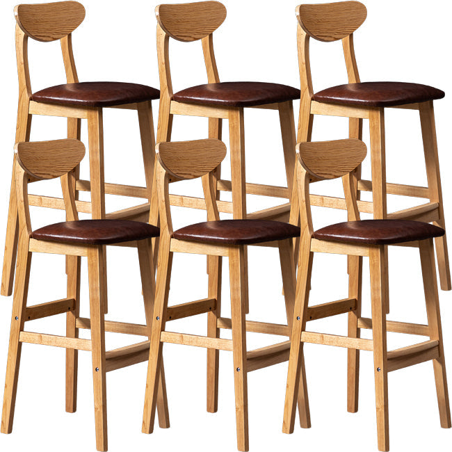 Scandinavian Wood Stool Rectangle Seat Upholstered Counter Stool