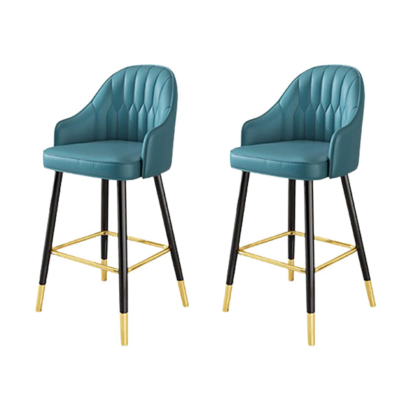 Glam Metal Barstool Faux Leather Kitchen Counter Stool in Matte Finish with 4 Legs Dark Blue 2 Piece Set Clearhalo 'Bar Furniture' 'Bar Stools' 'bar_stools' 'furn' 'furn_bar_stools' 'Furniture' 'Kitchen & Dining Furniture' 5967483