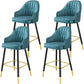 Glam Metal Barstool Faux Leather Kitchen Counter Stool in Matte Finish with 4 Legs Dark Blue 4 Piece Set Clearhalo 'Bar Furniture' 'Bar Stools' 'bar_stools' 'furn' 'furn_bar_stools' 'Furniture' 'Kitchen & Dining Furniture' 5967486
