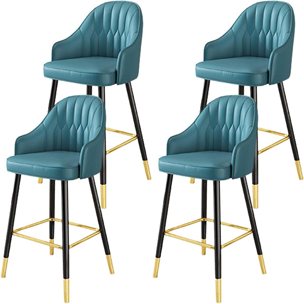 Glam Metal Barstool Faux Leather Kitchen Counter Stool in Matte Finish with 4 Legs Dark Blue 4 Piece Set Clearhalo 'Bar Furniture' 'Bar Stools' 'bar_stools' 'furn' 'furn_bar_stools' 'Furniture' 'Kitchen & Dining Furniture' 5967486