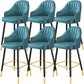 Glam Metal Barstool Faux Leather Kitchen Counter Stool in Matte Finish with 4 Legs Dark Blue 6 Piece Set Clearhalo 'Bar Furniture' 'Bar Stools' 'bar_stools' 'furn' 'furn_bar_stools' 'Furniture' 'Kitchen & Dining Furniture' 5967488