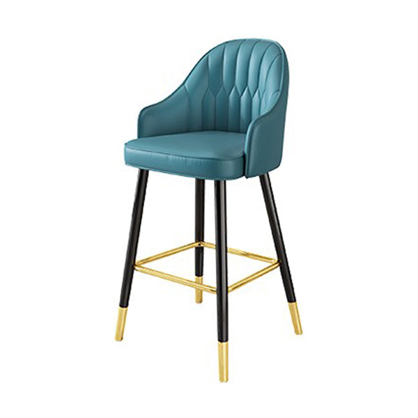 Glam Metal Barstool Faux Leather Kitchen Counter Stool in Matte Finish with 4 Legs Clearhalo 'Bar Furniture' 'Bar Stools' 'bar_stools' 'furn' 'furn_bar_stools' 'Furniture' 'Kitchen & Dining Furniture' 5967490