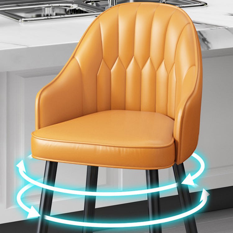 Glam Metal Barstool Faux Leather Kitchen Counter Stool in Matte Finish with 4 Legs Clearhalo 'Bar Furniture' 'Bar Stools' 'bar_stools' 'furn' 'furn_bar_stools' 'Furniture' 'Kitchen & Dining Furniture' 5967491