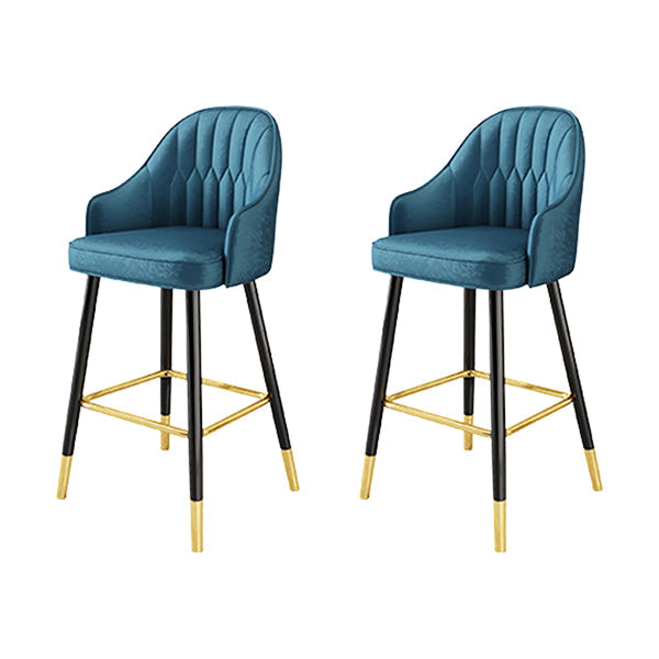 Glam Metal Barstool Faux Leather Kitchen Counter Stool in Matte Finish with 4 Legs Blue 2 Piece Set Clearhalo 'Bar Furniture' 'Bar Stools' 'bar_stools' 'furn' 'furn_bar_stools' 'Furniture' 'Kitchen & Dining Furniture' 5967492