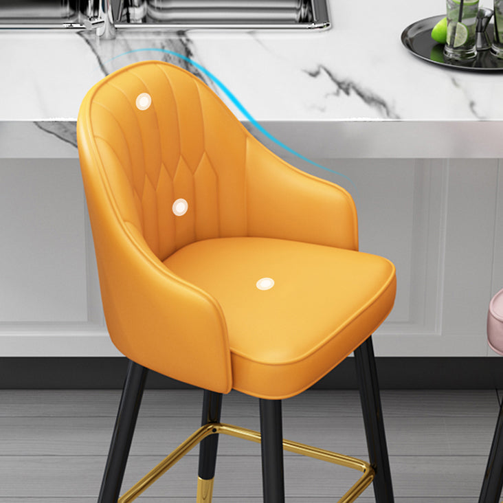 Glam Metal Barstool Faux Leather Kitchen Counter Stool in Matte Finish with 4 Legs Clearhalo 'Bar Furniture' 'Bar Stools' 'bar_stools' 'furn' 'furn_bar_stools' 'Furniture' 'Kitchen & Dining Furniture' 5967493