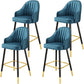 Glam Metal Barstool Faux Leather Kitchen Counter Stool in Matte Finish with 4 Legs Blue 4 Piece Set Clearhalo 'Bar Furniture' 'Bar Stools' 'bar_stools' 'furn' 'furn_bar_stools' 'Furniture' 'Kitchen & Dining Furniture' 5967495