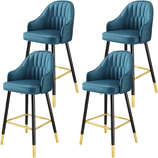 Glam Metal Barstool Faux Leather Kitchen Counter Stool in Matte Finish with 4 Legs Blue 4 Piece Set Clearhalo 'Bar Furniture' 'Bar Stools' 'bar_stools' 'furn' 'furn_bar_stools' 'Furniture' 'Kitchen & Dining Furniture' 5967495