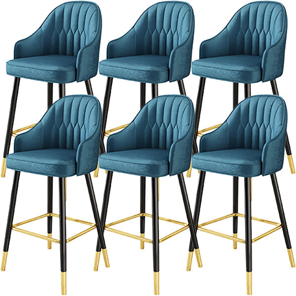 Glam Metal Barstool Faux Leather Kitchen Counter Stool in Matte Finish with 4 Legs Blue 6 Piece Set Clearhalo 'Bar Furniture' 'Bar Stools' 'bar_stools' 'furn' 'furn_bar_stools' 'Furniture' 'Kitchen & Dining Furniture' 5967497
