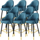 Glam Metal Barstool Faux Leather Kitchen Counter Stool in Matte Finish with 4 Legs Blue 8 Piece Set Clearhalo 'Bar Furniture' 'Bar Stools' 'bar_stools' 'furn' 'furn_bar_stools' 'Furniture' 'Kitchen & Dining Furniture' 5967499