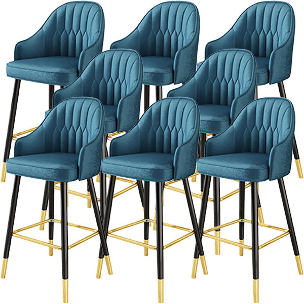 Glam Metal Barstool Faux Leather Kitchen Counter Stool in Matte Finish with 4 Legs Blue 8 Piece Set Clearhalo 'Bar Furniture' 'Bar Stools' 'bar_stools' 'furn' 'furn_bar_stools' 'Furniture' 'Kitchen & Dining Furniture' 5967499