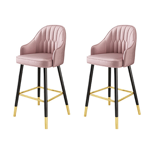 Glam Metal Barstool Faux Leather Kitchen Counter Stool in Matte Finish with 4 Legs Pink 2 Piece Set Clearhalo 'Bar Furniture' 'Bar Stools' 'bar_stools' 'furn' 'furn_bar_stools' 'Furniture' 'Kitchen & Dining Furniture' 5967501