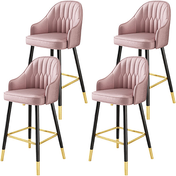 Glam Metal Barstool Faux Leather Kitchen Counter Stool in Matte Finish with 4 Legs Pink 4 Piece Set Clearhalo 'Bar Furniture' 'Bar Stools' 'bar_stools' 'furn' 'furn_bar_stools' 'Furniture' 'Kitchen & Dining Furniture' 5967503