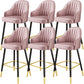 Glam Metal Barstool Faux Leather Kitchen Counter Stool in Matte Finish with 4 Legs Pink 6 Piece Set Clearhalo 'Bar Furniture' 'Bar Stools' 'bar_stools' 'furn' 'furn_bar_stools' 'Furniture' 'Kitchen & Dining Furniture' 5967504