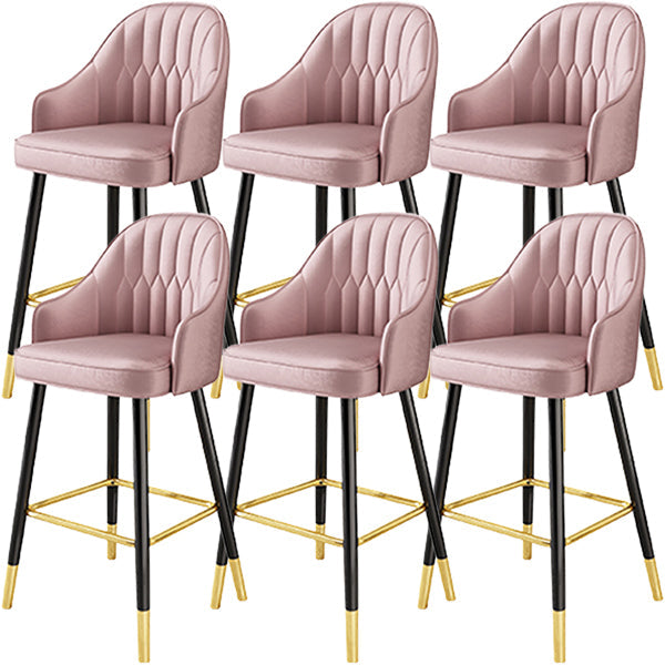 Glam Metal Barstool Faux Leather Kitchen Counter Stool in Matte Finish with 4 Legs Pink 6 Piece Set Clearhalo 'Bar Furniture' 'Bar Stools' 'bar_stools' 'furn' 'furn_bar_stools' 'Furniture' 'Kitchen & Dining Furniture' 5967504