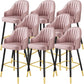 Glam Metal Barstool Faux Leather Kitchen Counter Stool in Matte Finish with 4 Legs Pink 8 Piece Set Clearhalo 'Bar Furniture' 'Bar Stools' 'bar_stools' 'furn' 'furn_bar_stools' 'Furniture' 'Kitchen & Dining Furniture' 5967505