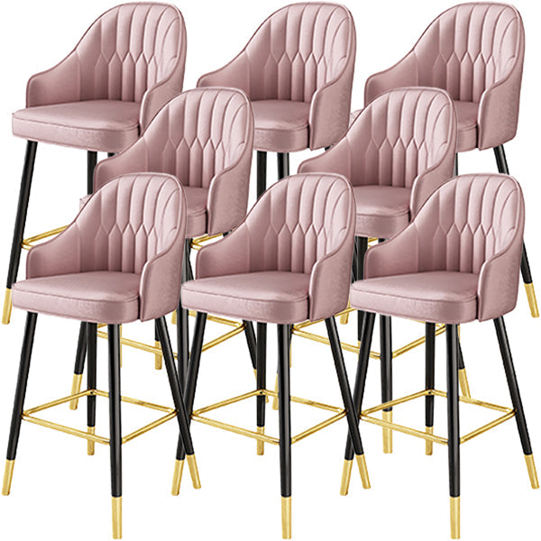Glam Metal Barstool Faux Leather Kitchen Counter Stool in Matte Finish with 4 Legs Pink 8 Piece Set Clearhalo 'Bar Furniture' 'Bar Stools' 'bar_stools' 'furn' 'furn_bar_stools' 'Furniture' 'Kitchen & Dining Furniture' 5967505
