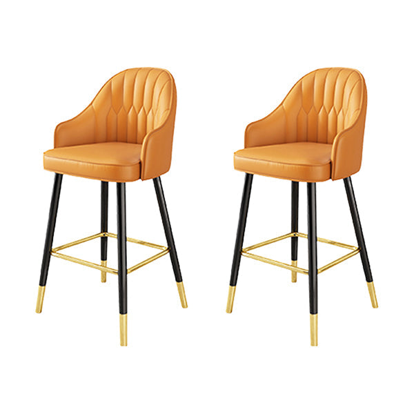 Glam Metal Barstool Faux Leather Kitchen Counter Stool in Matte Finish with 4 Legs Orange 2 Piece Set Clearhalo 'Bar Furniture' 'Bar Stools' 'bar_stools' 'furn' 'furn_bar_stools' 'Furniture' 'Kitchen & Dining Furniture' 5967506