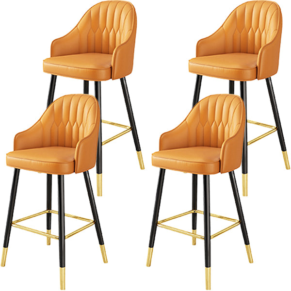 Glam Metal Barstool Faux Leather Kitchen Counter Stool in Matte Finish with 4 Legs Orange 4 Piece Set Clearhalo 'Bar Furniture' 'Bar Stools' 'bar_stools' 'furn' 'furn_bar_stools' 'Furniture' 'Kitchen & Dining Furniture' 5967507