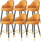 Glam Metal Barstool Faux Leather Kitchen Counter Stool in Matte Finish with 4 Legs Orange 6 Piece Set Clearhalo 'Bar Furniture' 'Bar Stools' 'bar_stools' 'furn' 'furn_bar_stools' 'Furniture' 'Kitchen & Dining Furniture' 5967508