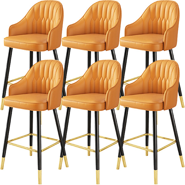 Glam Metal Barstool Faux Leather Kitchen Counter Stool in Matte Finish with 4 Legs Orange 6 Piece Set Clearhalo 'Bar Furniture' 'Bar Stools' 'bar_stools' 'furn' 'furn_bar_stools' 'Furniture' 'Kitchen & Dining Furniture' 5967508