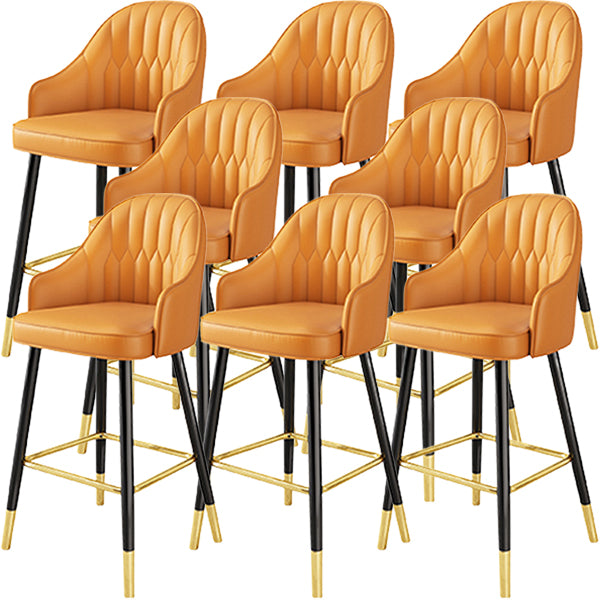 Glam Metal Barstool Faux Leather Kitchen Counter Stool in Matte Finish with 4 Legs Orange 8 Piece Set Clearhalo 'Bar Furniture' 'Bar Stools' 'bar_stools' 'furn' 'furn_bar_stools' 'Furniture' 'Kitchen & Dining Furniture' 5967509