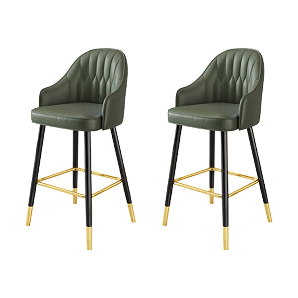 Glam Metal Barstool Faux Leather Kitchen Counter Stool in Matte Finish with 4 Legs Green 2 Piece Set Clearhalo 'Bar Furniture' 'Bar Stools' 'bar_stools' 'furn' 'furn_bar_stools' 'Furniture' 'Kitchen & Dining Furniture' 5967510