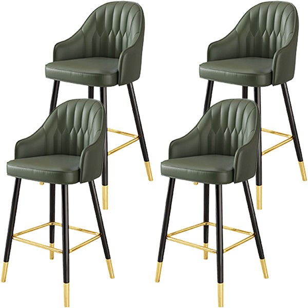 Glam Metal Barstool Faux Leather Kitchen Counter Stool in Matte Finish with 4 Legs Green 4 Piece Set Clearhalo 'Bar Furniture' 'Bar Stools' 'bar_stools' 'furn' 'furn_bar_stools' 'Furniture' 'Kitchen & Dining Furniture' 5967511