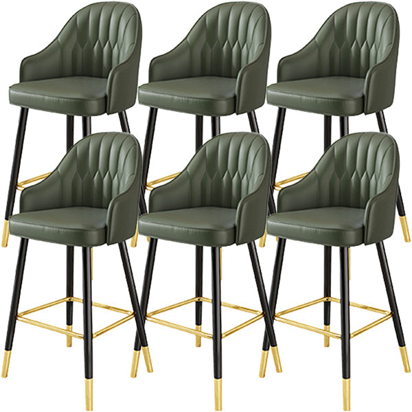 Glam Metal Barstool Faux Leather Kitchen Counter Stool in Matte Finish with 4 Legs Green 6 Piece Set Clearhalo 'Bar Furniture' 'Bar Stools' 'bar_stools' 'furn' 'furn_bar_stools' 'Furniture' 'Kitchen & Dining Furniture' 5967512
