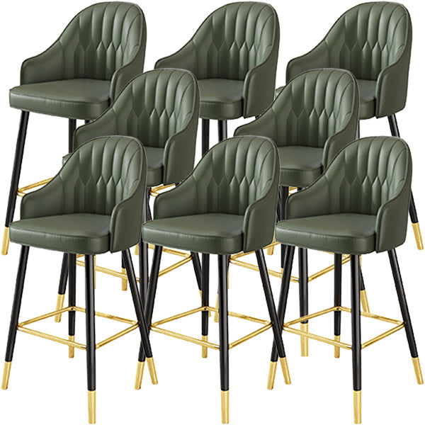 Glam Metal Barstool Faux Leather Kitchen Counter Stool in Matte Finish with 4 Legs Green 8 Piece Set Clearhalo 'Bar Furniture' 'Bar Stools' 'bar_stools' 'furn' 'furn_bar_stools' 'Furniture' 'Kitchen & Dining Furniture' 5967513