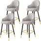 Glam Metal Barstool Faux Leather Kitchen Counter Stool in Matte Finish with 4 Legs Grey 4 Piece Set Clearhalo 'Bar Furniture' 'Bar Stools' 'bar_stools' 'furn' 'furn_bar_stools' 'Furniture' 'Kitchen & Dining Furniture' 5967515
