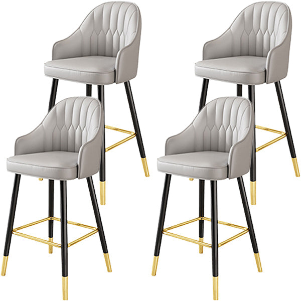 Glam Metal Barstool Faux Leather Kitchen Counter Stool in Matte Finish with 4 Legs Grey 4 Piece Set Clearhalo 'Bar Furniture' 'Bar Stools' 'bar_stools' 'furn' 'furn_bar_stools' 'Furniture' 'Kitchen & Dining Furniture' 5967515