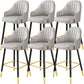 Glam Metal Barstool Faux Leather Kitchen Counter Stool in Matte Finish with 4 Legs Grey 6 Piece Set Clearhalo 'Bar Furniture' 'Bar Stools' 'bar_stools' 'furn' 'furn_bar_stools' 'Furniture' 'Kitchen & Dining Furniture' 5967516