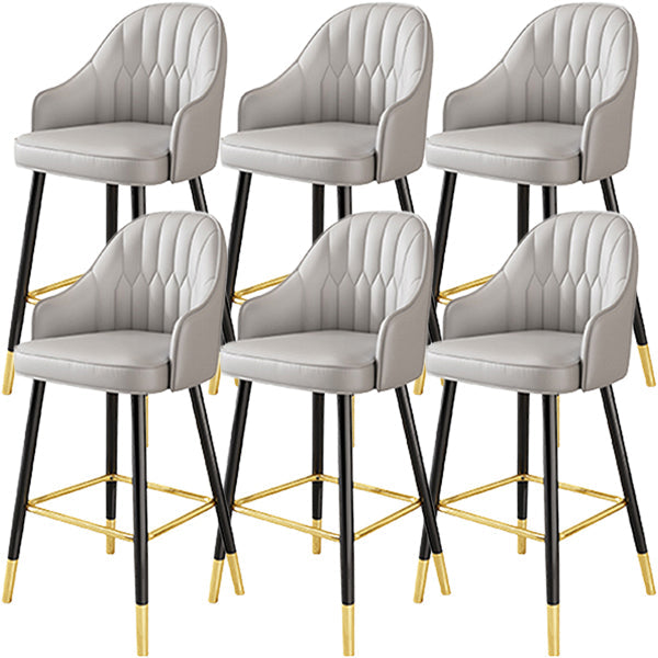 Glam Metal Barstool Faux Leather Kitchen Counter Stool in Matte Finish with 4 Legs Grey 6 Piece Set Clearhalo 'Bar Furniture' 'Bar Stools' 'bar_stools' 'furn' 'furn_bar_stools' 'Furniture' 'Kitchen & Dining Furniture' 5967516