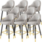 Glam Metal Barstool Faux Leather Kitchen Counter Stool in Matte Finish with 4 Legs Grey 8 Piece Set Clearhalo 'Bar Furniture' 'Bar Stools' 'bar_stools' 'furn' 'furn_bar_stools' 'Furniture' 'Kitchen & Dining Furniture' 5967517