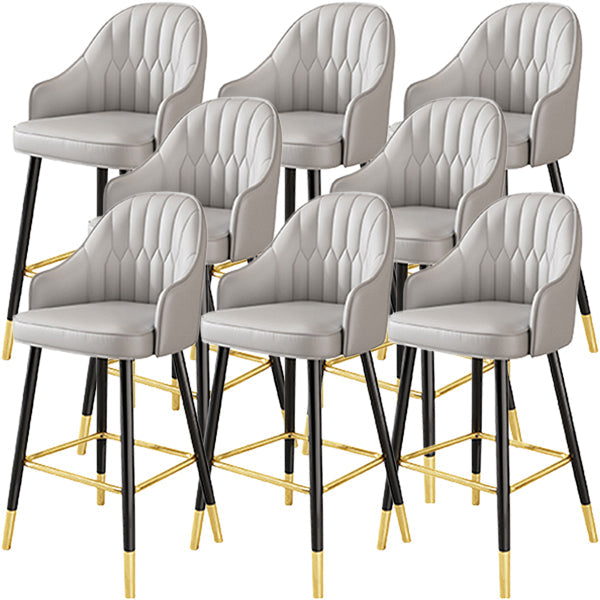 Glam Metal Barstool Faux Leather Kitchen Counter Stool in Matte Finish with 4 Legs Grey 8 Piece Set Clearhalo 'Bar Furniture' 'Bar Stools' 'bar_stools' 'furn' 'furn_bar_stools' 'Furniture' 'Kitchen & Dining Furniture' 5967517