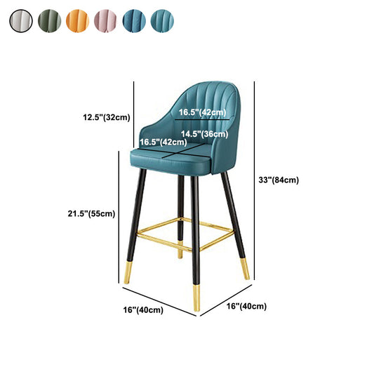 Glam Metal Barstool Faux Leather Kitchen Counter Stool in Matte Finish with 4 Legs Clearhalo 'Bar Furniture' 'Bar Stools' 'bar_stools' 'furn' 'furn_bar_stools' 'Furniture' 'Kitchen & Dining Furniture' 5967518