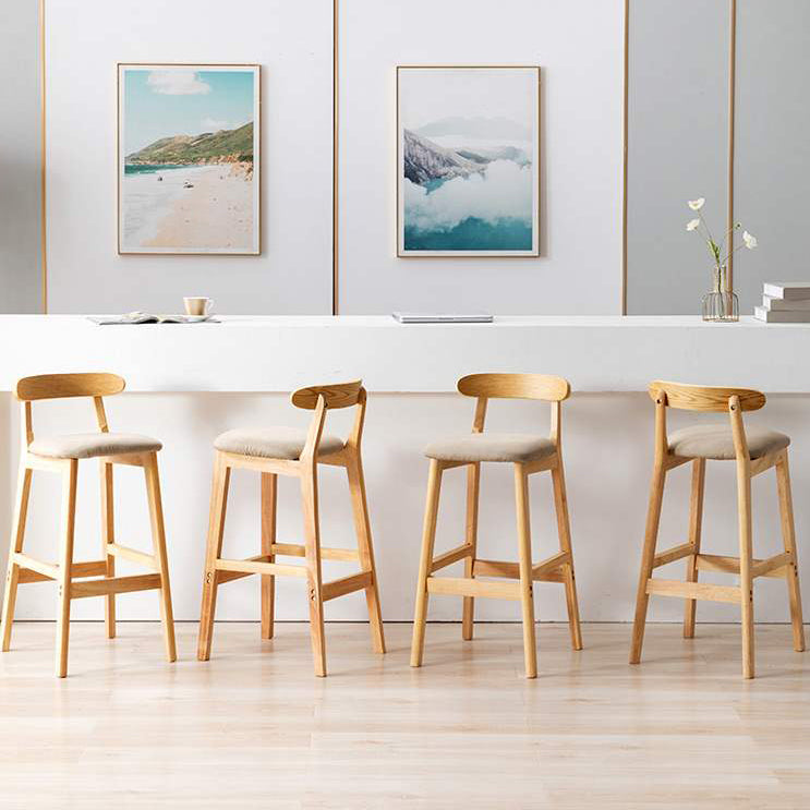 Solid Wood Armless Bar Chair Modern Low Back Bar Stool with Wooden Legs