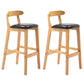Solid Wood Armless Bar Chair Modern Low Back Bar Stool with Wooden Legs