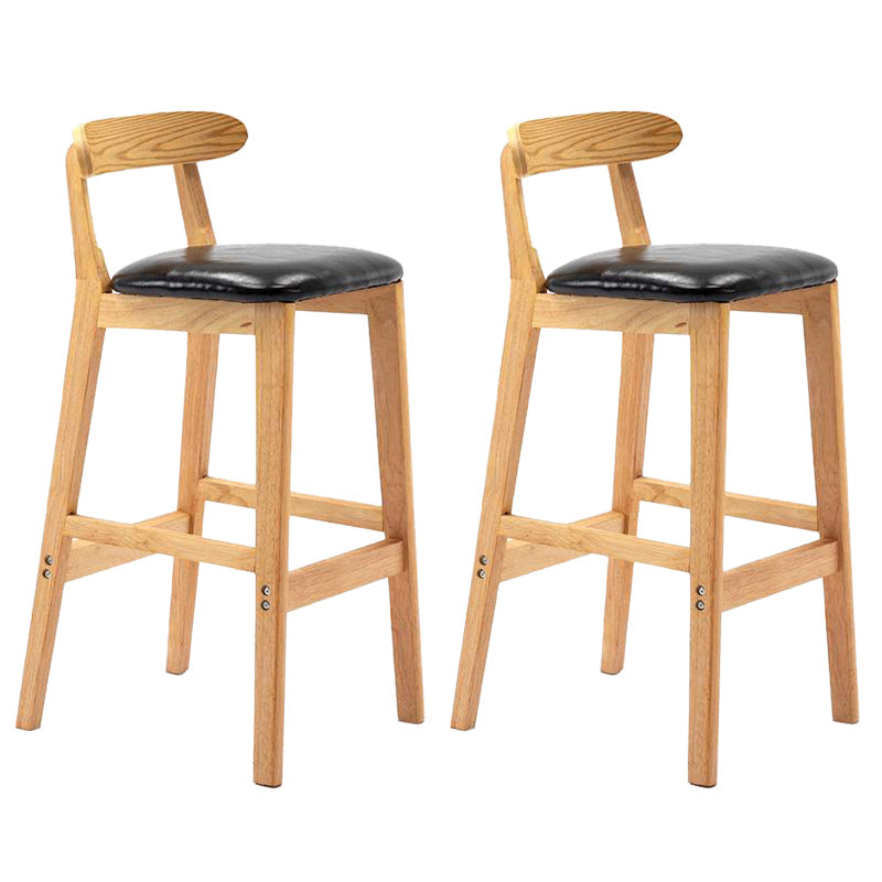Solid Wood Armless Bar Chair Modern Low Back Bar Stool with Wooden Legs