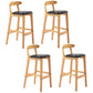 Solid Wood Armless Bar Chair Modern Low Back Bar Stool with Wooden Legs