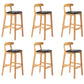 Solid Wood Armless Bar Chair Modern Low Back Bar Stool with Wooden Legs