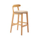 Solid Wood Armless Bar Chair Modern Low Back Bar Stool with Wooden Legs